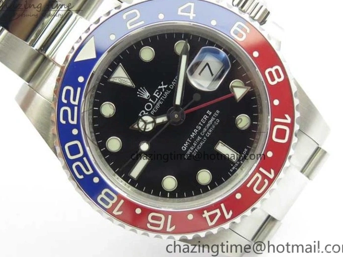 MiroTime 0417 Breathable GMT Master II 116719 BLRO Real Ceramic 904L SS GMF 1:1 Best Edition Black Dial on Bracelet A3186 (Correct Hand Stack) 3243